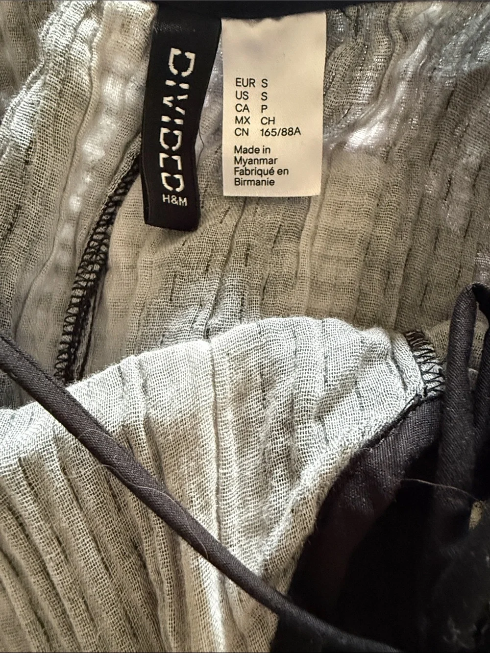H&M Black Maxi Gauze Dress Coverup with Vertical White Stripe Detail - Picture 9 of 10